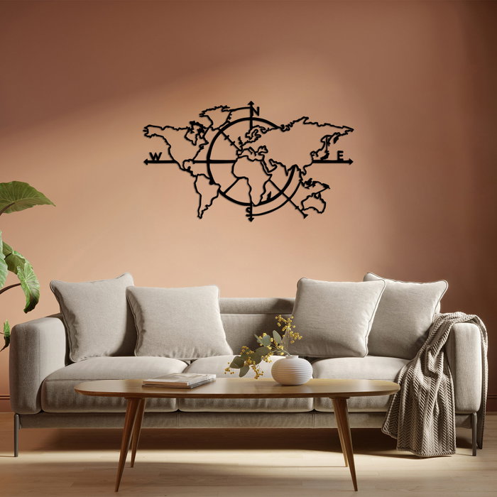 Wallity World Map 8 Escultura de Pared de Metal Negra Wallity World Map 8 Escultura de Pared de Metal Negra